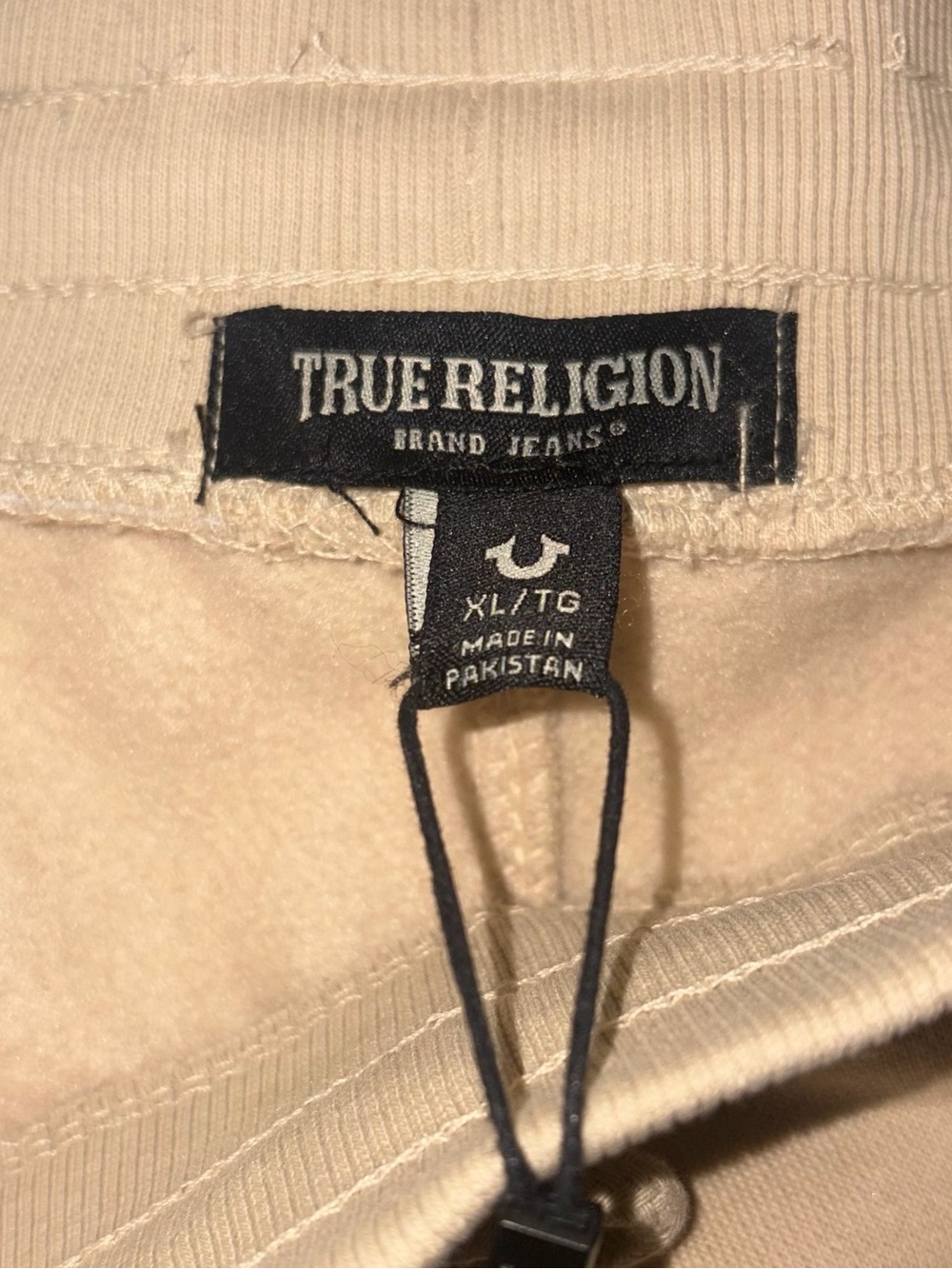 New True Religion College HS Shorts Mens XL Heather Tan Logo Sweat Shorts 700927 - Picture 7 of 8